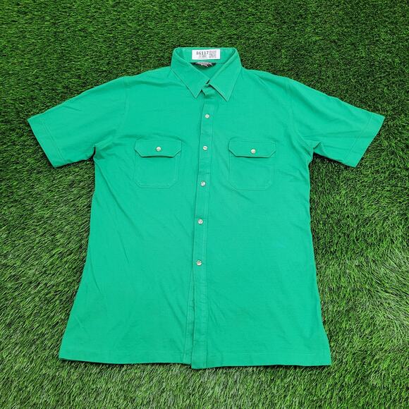 Vintage 80s Jantzen Disco Hippie Button Shirt S/M 19x30 Green - Picture 1 of 12